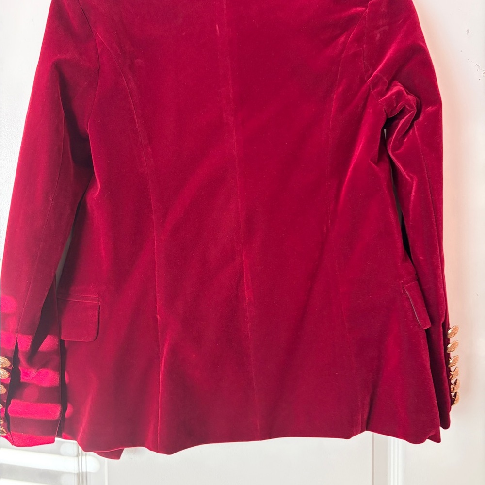 Maroon/Burgundy Velvet Blazer with Gold Buttons M - Picture 4 of 4